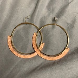 Gold & coral hoop earrings